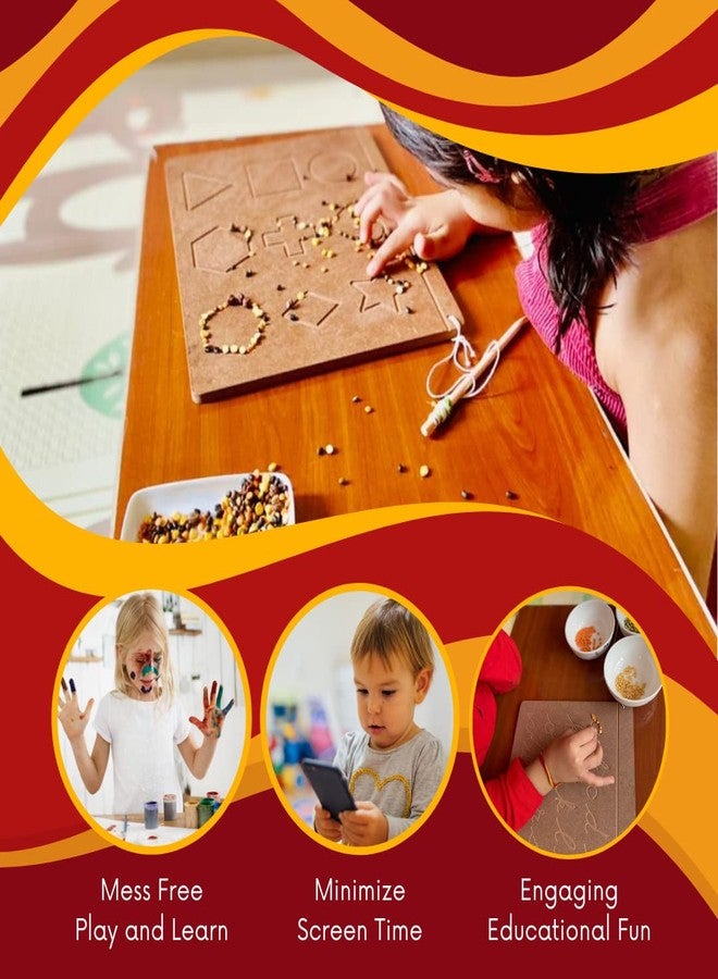 CRYA لوحة تعليمية خشبية من CRYA لتعليم الكتابة اليدوية والعد والتعلم على طريقة مونتيسوري | مجموعة قابلة للعكس من لغزين (اللغة التاميلية، والخط الإنجليزي المتصل، والأرقام) - Image 4